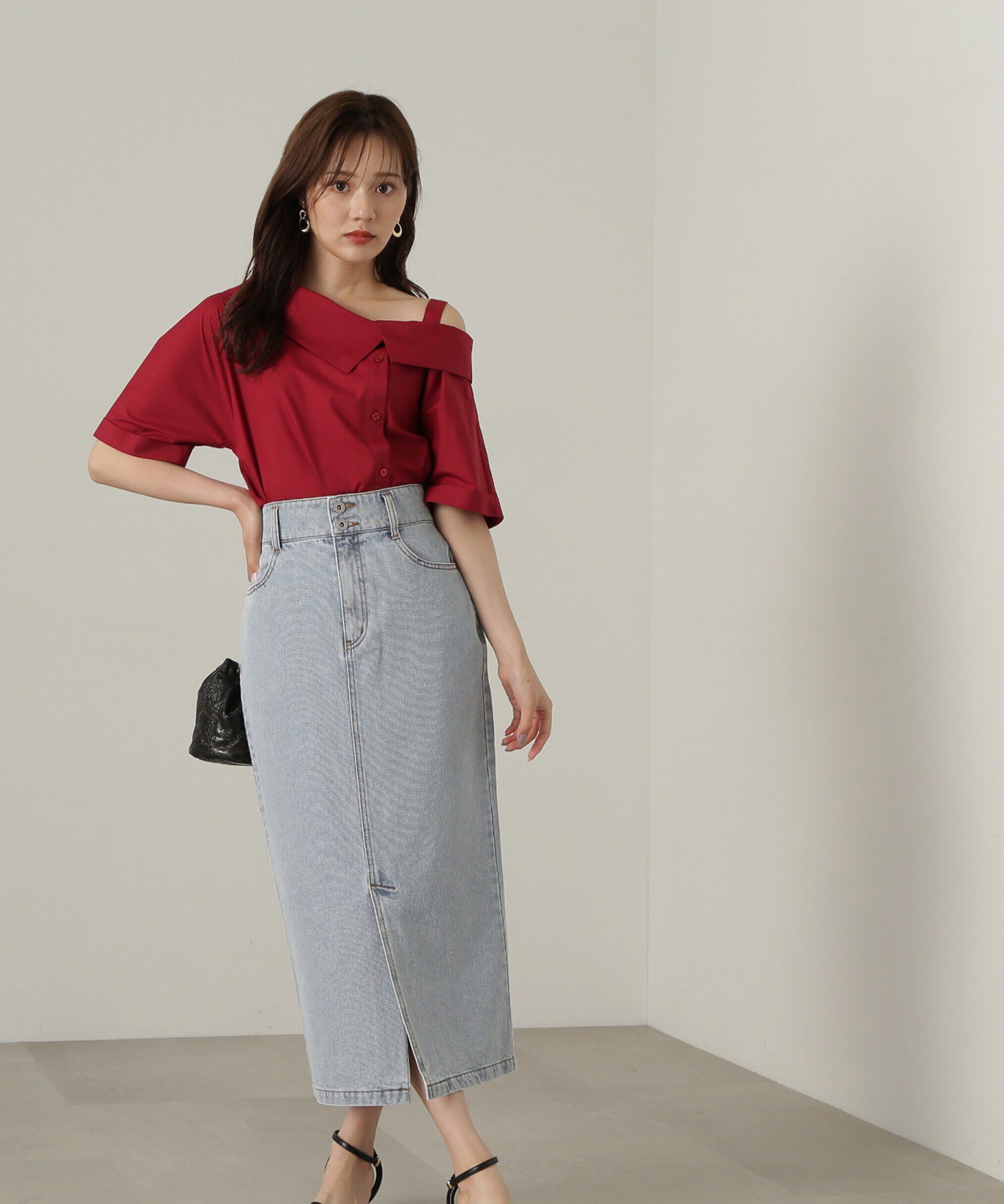 PROPORTION BODY DRESSING「アシンメトリー5分袖シャツブラウス24AW」|シャツ・ブラウス|