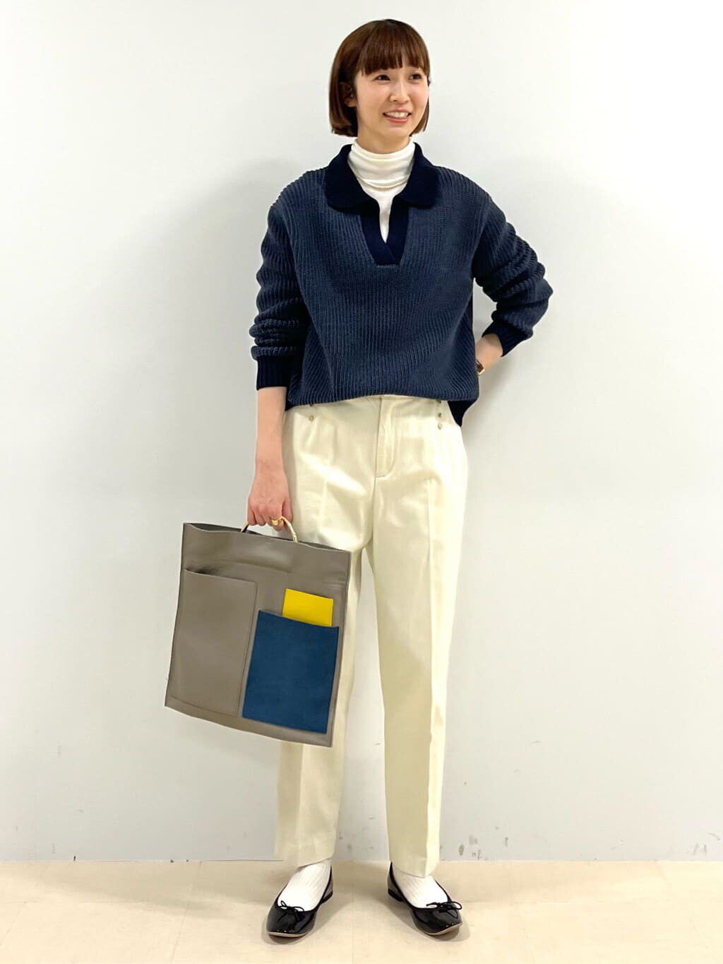  「◆バイカラー衿付きニット」|ニット・セーター|