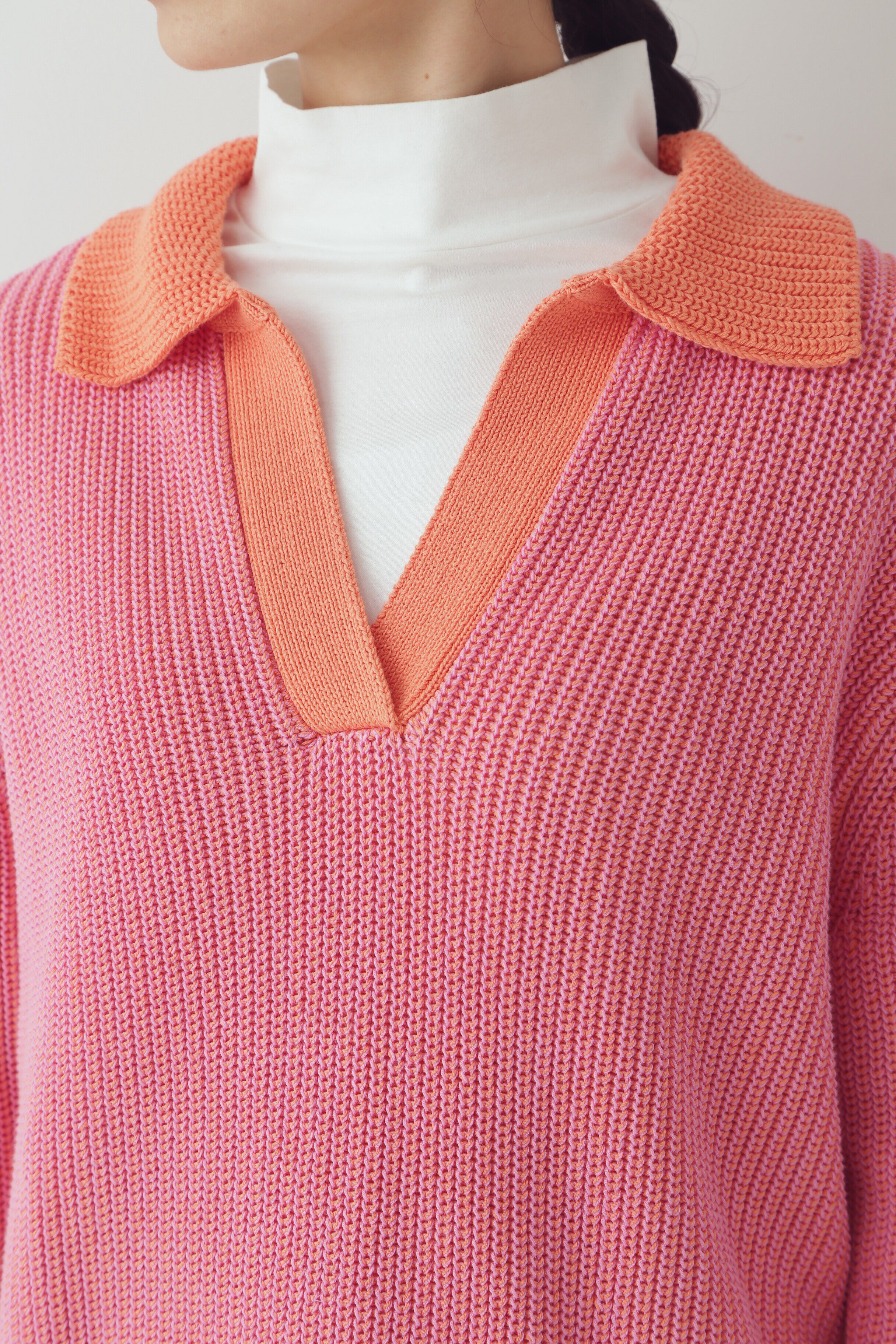  「◆バイカラー衿付きニット」|ニット・セーター|