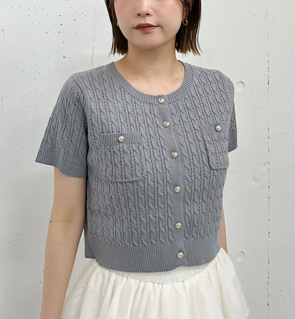 archives「金釦ハリヌキケーブルニットカーディガン」|カーディガン|GRAY