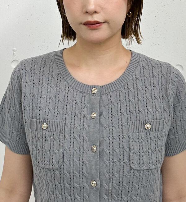 archives「金釦ハリヌキケーブルニットカーディガン」|カーディガン|