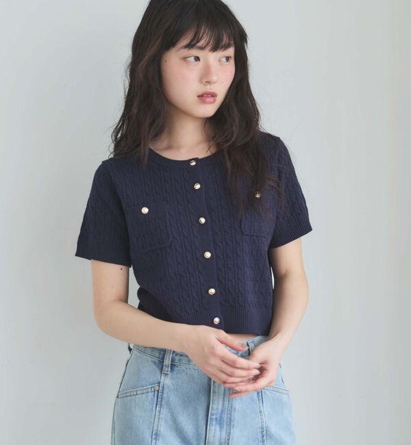 archives「金釦ハリヌキケーブルニットカーディガン」|カーディガン|NAVY