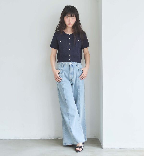 archives「金釦ハリヌキケーブルニットカーディガン」|カーディガン|