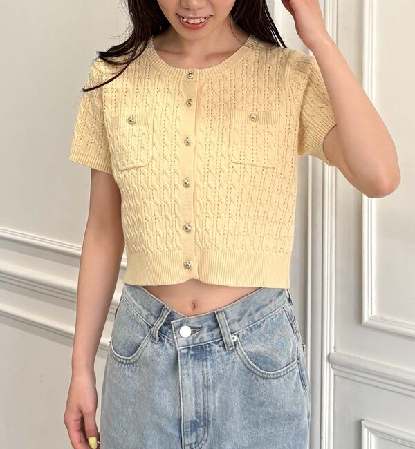 archives「金釦ハリヌキケーブルニットカーディガン」|カーディガン|