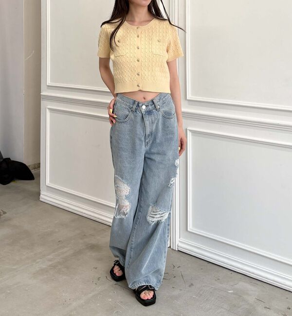 archives「金釦ハリヌキケーブルニットカーディガン」|カーディガン|