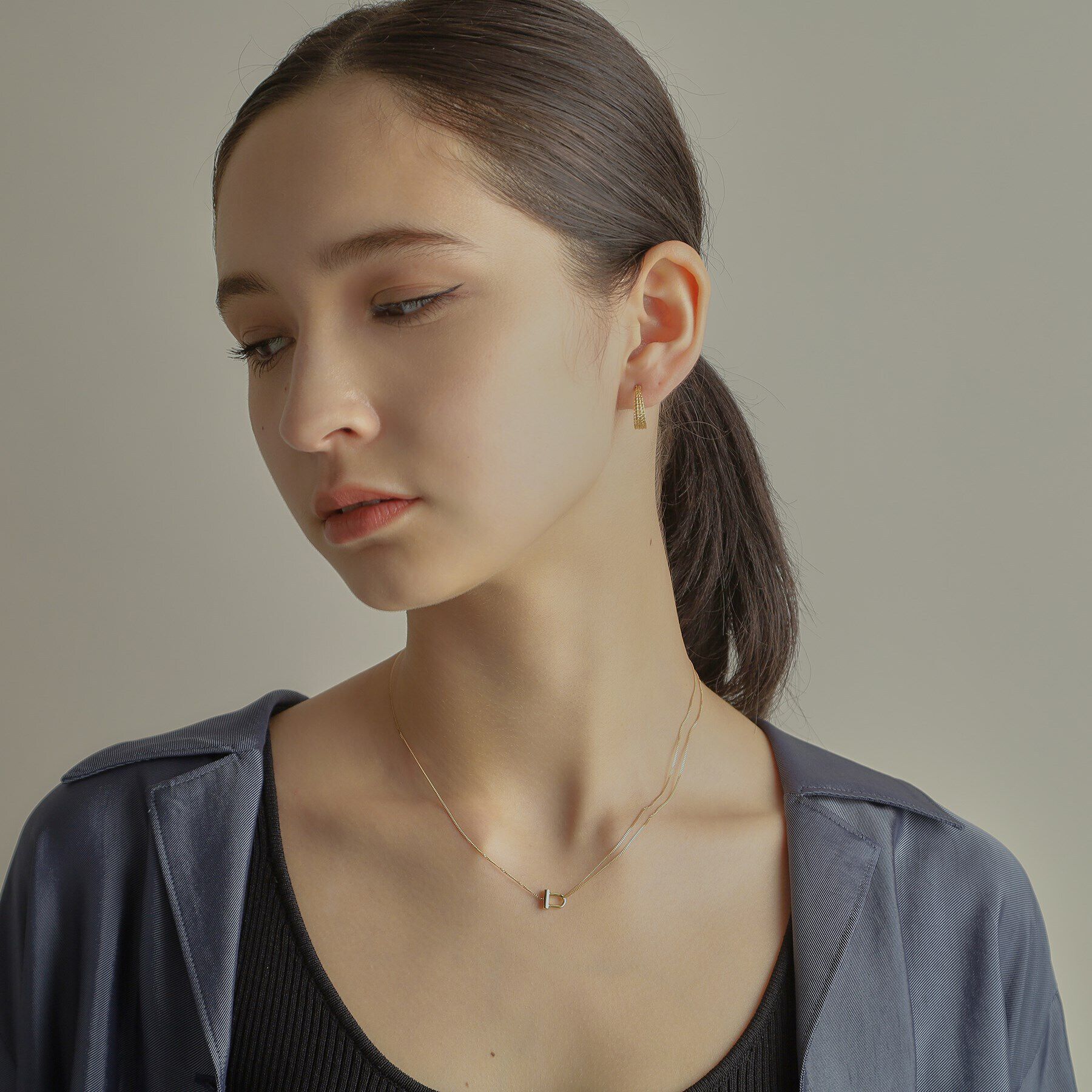 COCOSHNIK「K18ロックモチーフアシンメトリーチェーン ネックレス」|ネックレス|