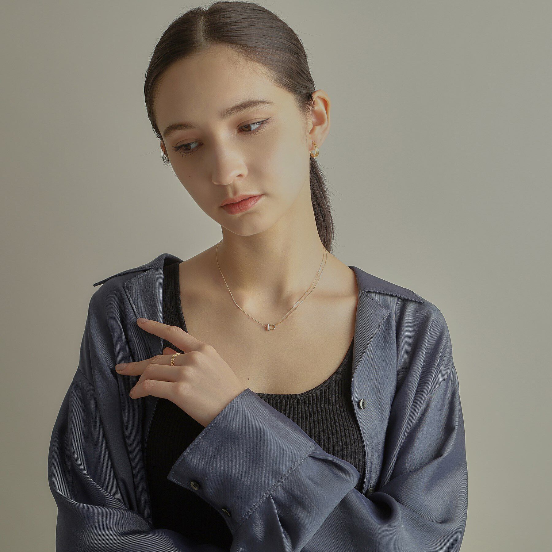 COCOSHNIK「K18ロックモチーフアシンメトリーチェーン ネックレス」|ネックレス|