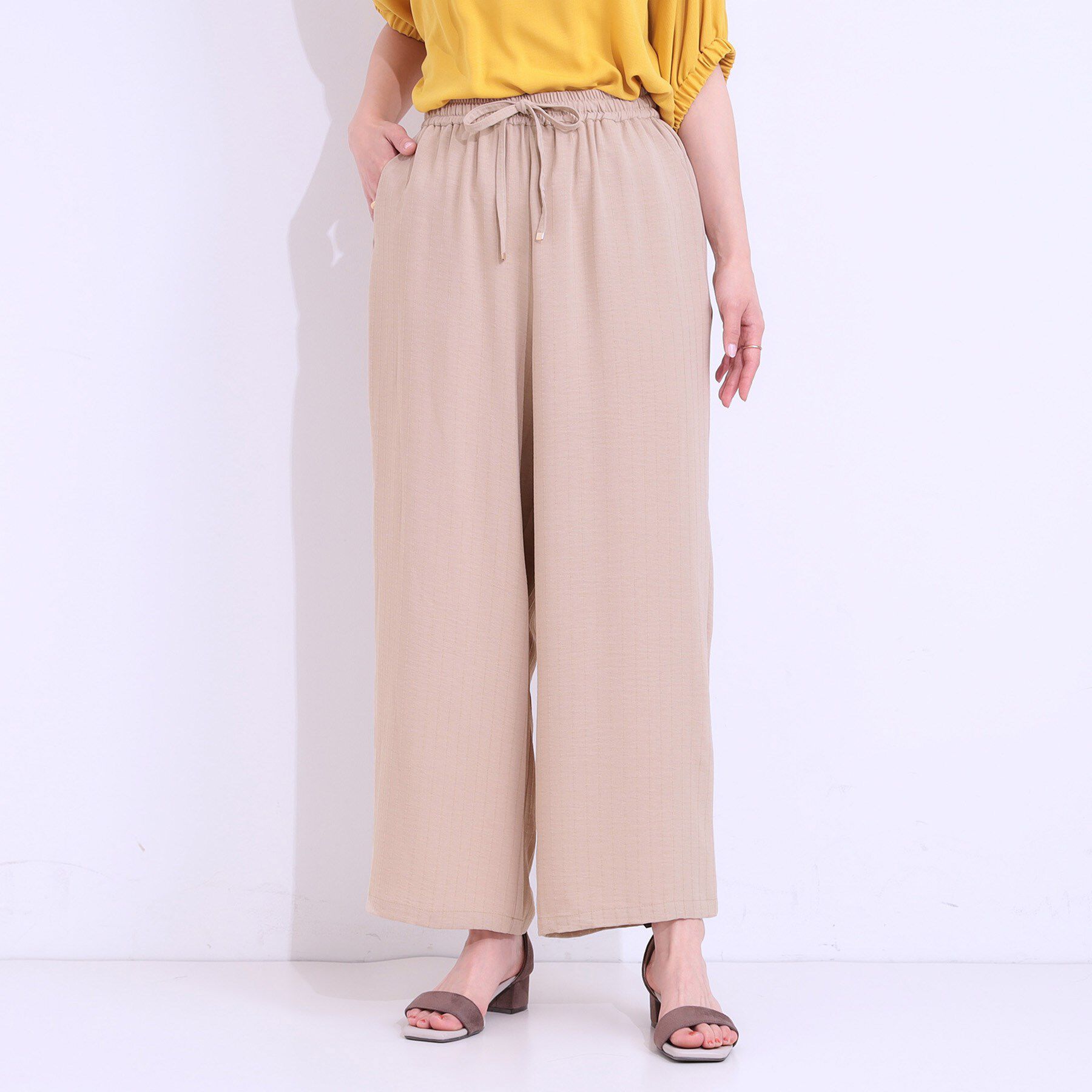 SHOO･LA･RUE「【着丈選べる/ひんやり】ストライプ見えイージーワイドパンツ」|その他|