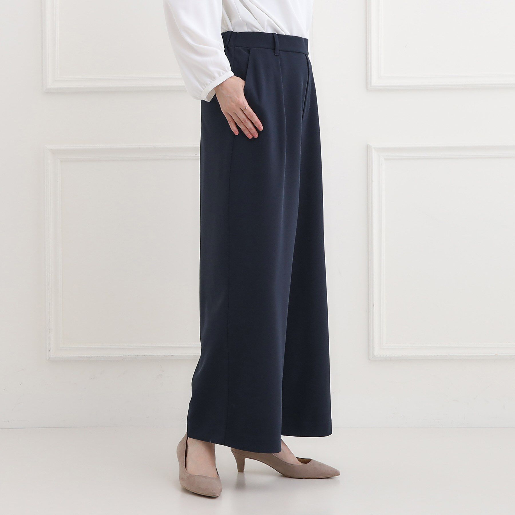 SHOO･LA･RUE「【洗濯機可/イージーケア/ストレッチ】きちんと楽に。カットジョーゼットワイドパンツ」|その他|