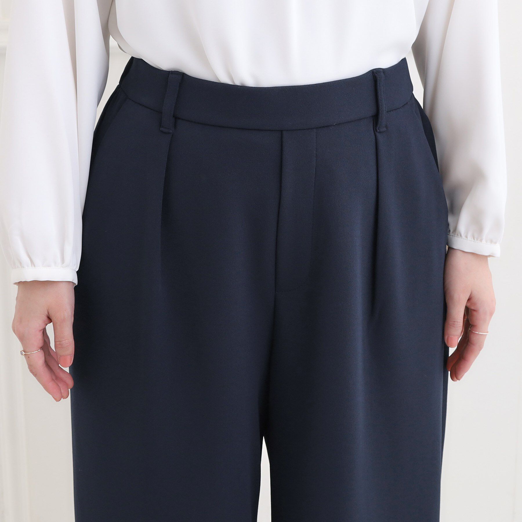 SHOO･LA･RUE「【洗濯機可/イージーケア/ストレッチ】きちんと楽に。カットジョーゼットワイドパンツ」|その他|