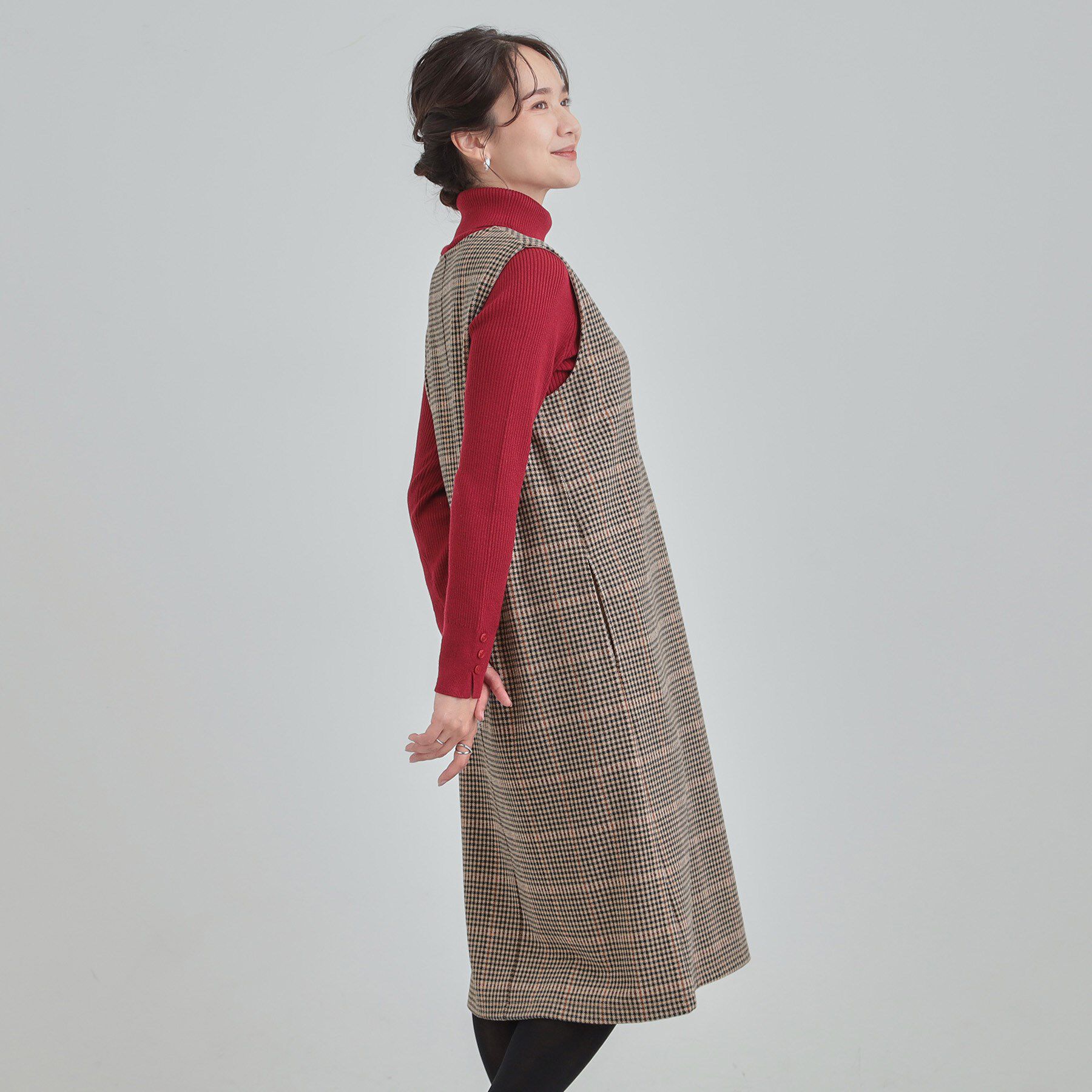 SHOO･LA･RUE「【2点セット/洗える/S-LL】時短でコーデ決まる ジャンドレ＆リブインナー」|ワンピース|