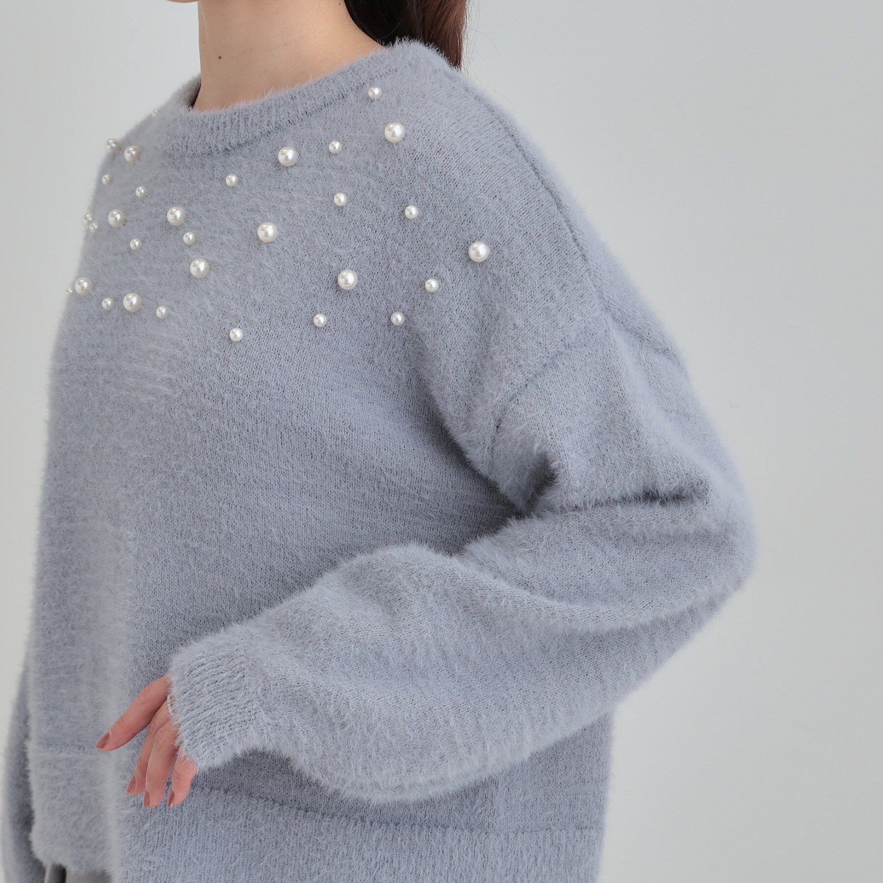 SHOO･LA･RUE「大人きらめく ふわふわパール調ニット」|ニット・セーター|