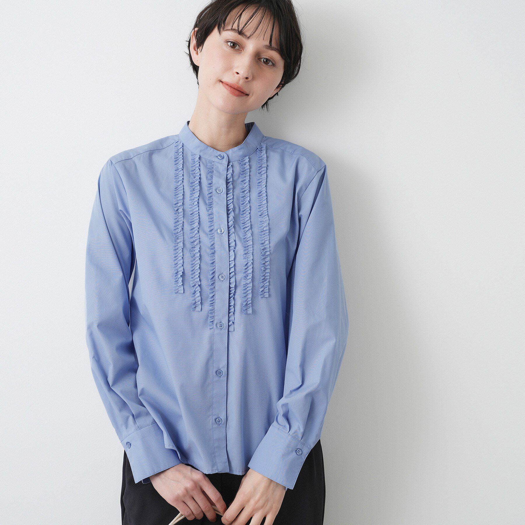 Dessin「【入卒／セレモニー／洗える】フロントフリルネックブラウス」|シャツ・ブラウス|