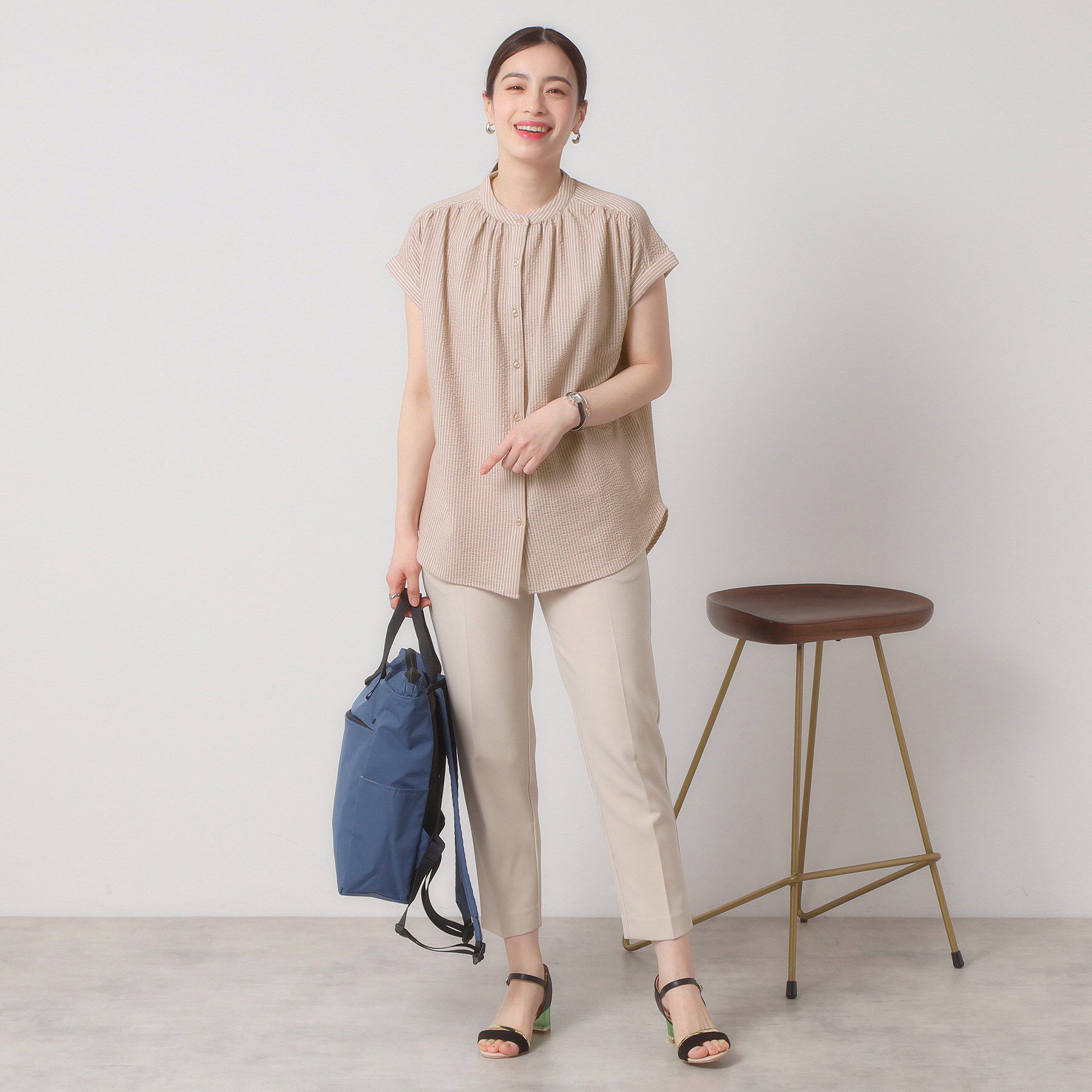 ITS&rsquo;DEMO「【洗濯機OK／洗濯後しわになりにくい】カットサッカー前開きプルオーバー」|シャツ・ブラウス|