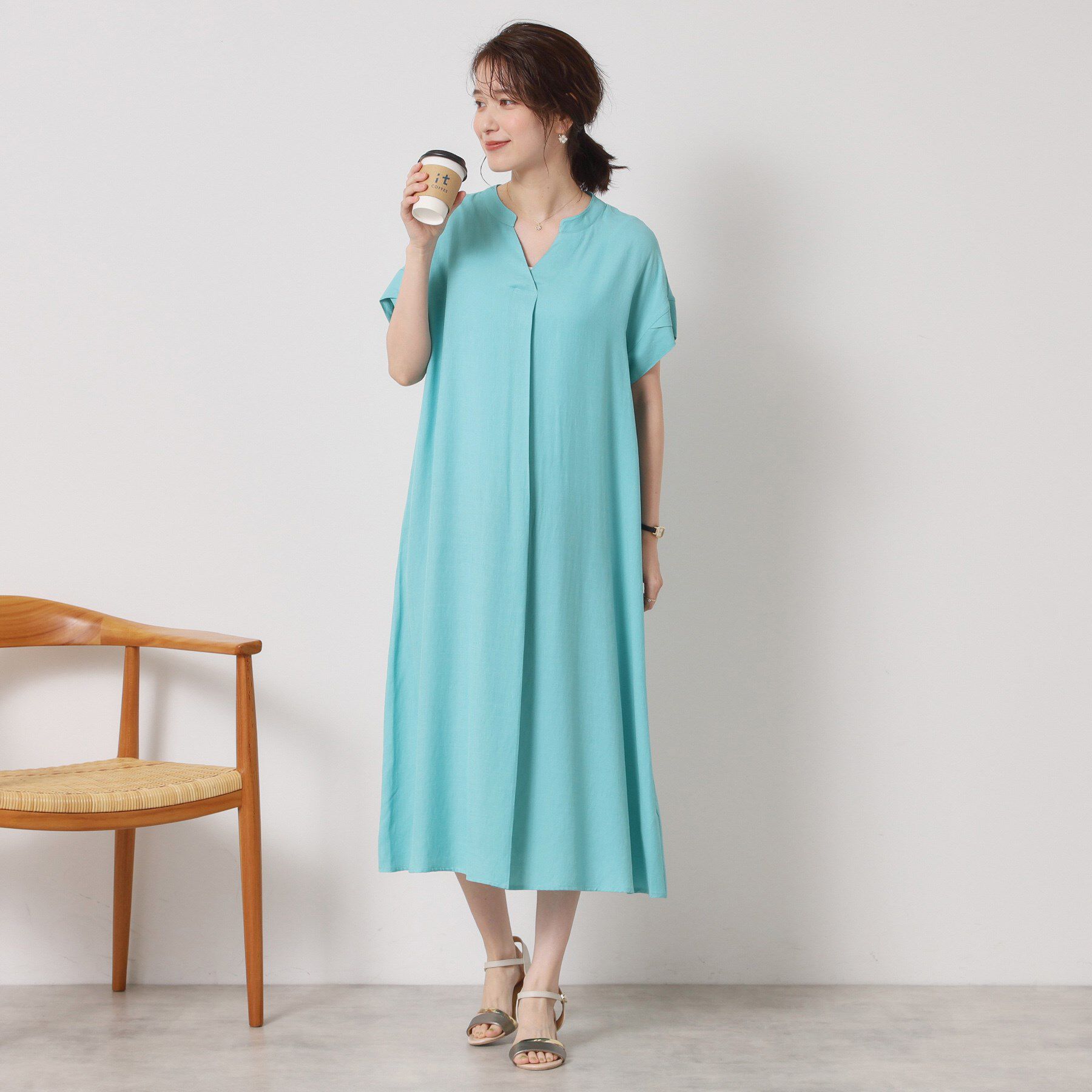 ITS&rsquo;DEMO「【接触冷感／手洗い可】強撚スラブスキッパーワンピース」|ワンピース|