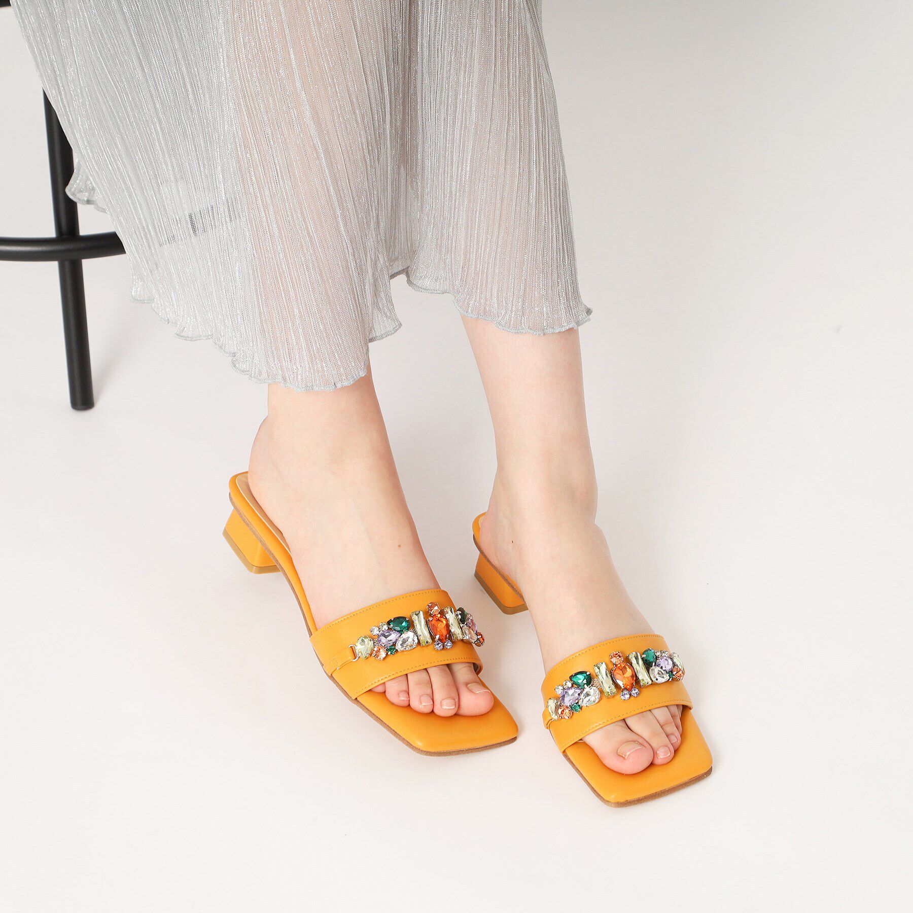 ESPERANZA「ビジューカラフルローヒールミュール」|サンダル|