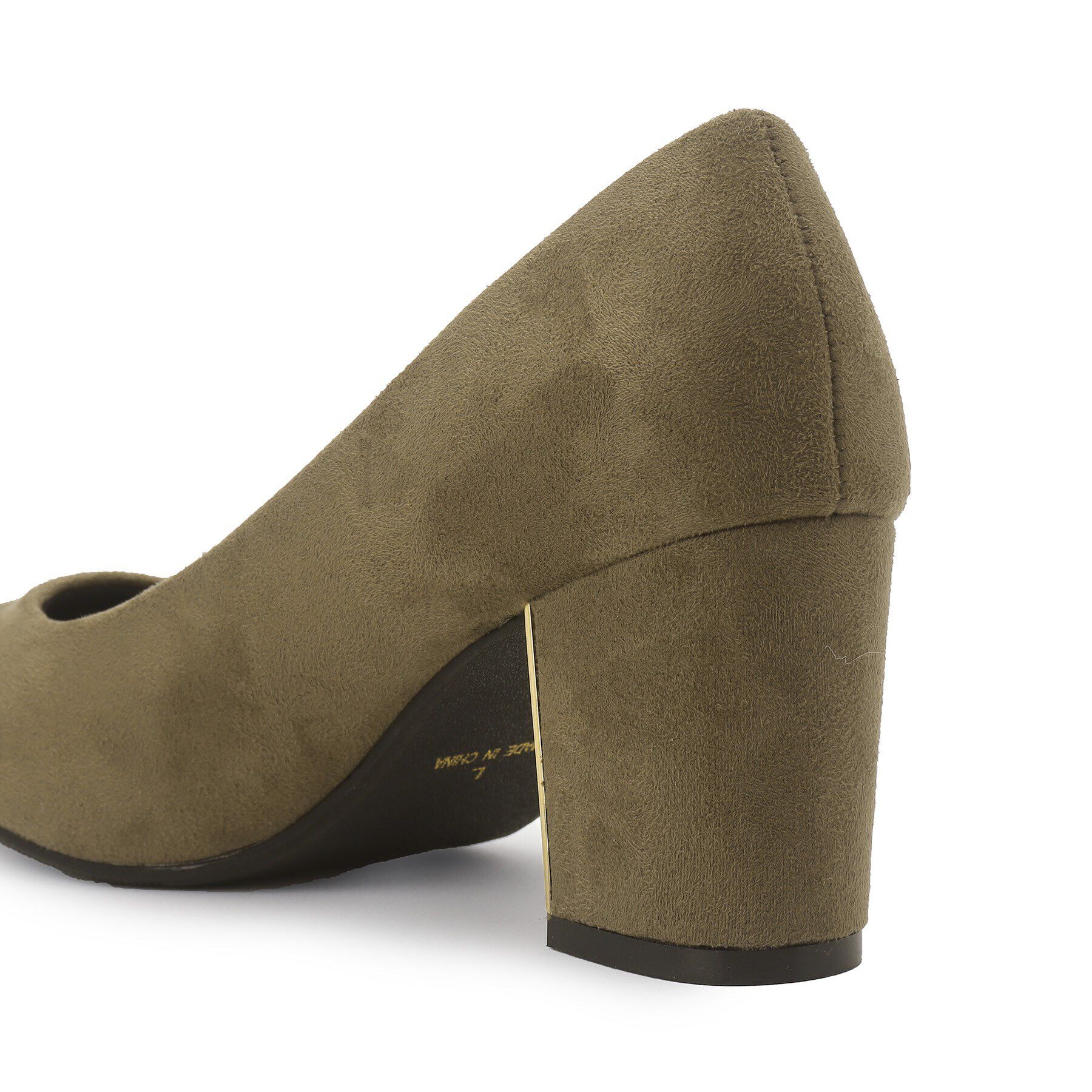 ESPERANZA「ゴールドプレート付きブロックヒールポインテッドトゥパンプス【ESPERANZA＿blanca】」|パンプス|