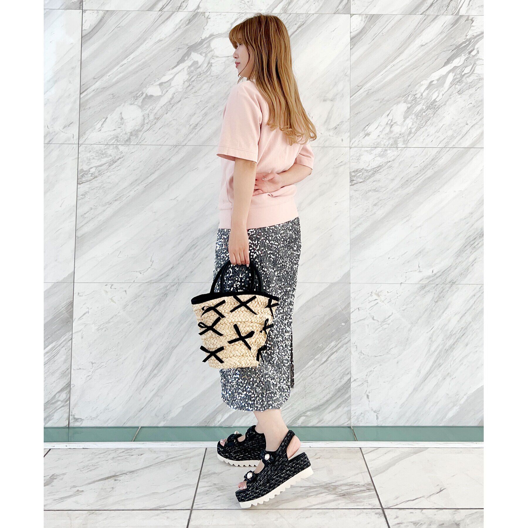 ESPERANZA「ツイードパール調厚底スポーツサンダル 24SS」|サンダル|