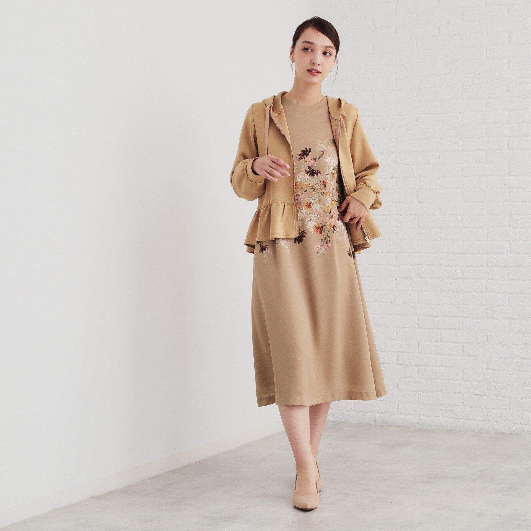 SunaUna「【着るだけでスタイルアップ!／Make bodyシリーズ】パネルプリントワンピース」|ワンピース|