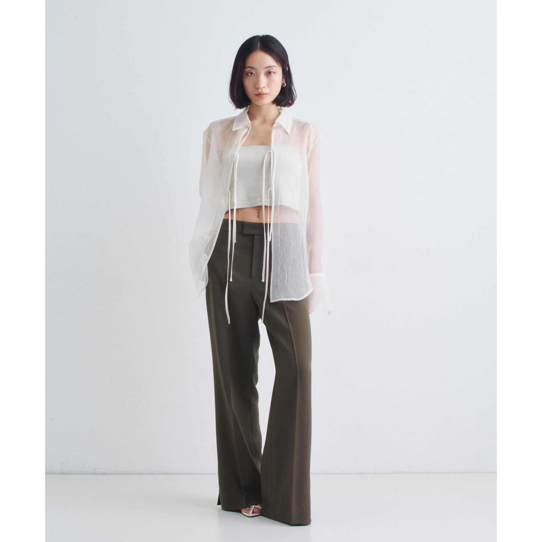 CODE A「sheer washer ribbon blouse」|シャツ・ブラウス|