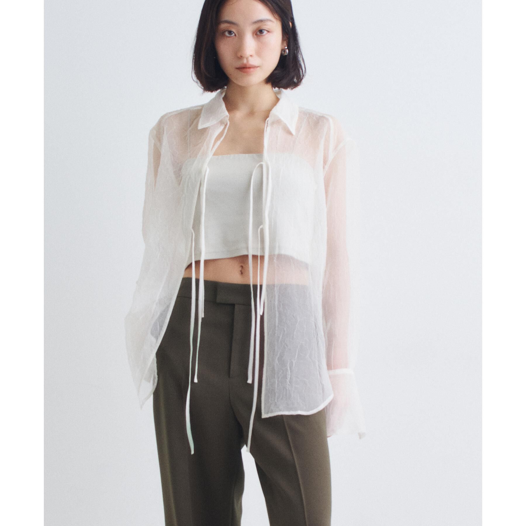 CODE A「sheer washer ribbon blouse」|シャツ・ブラウス|