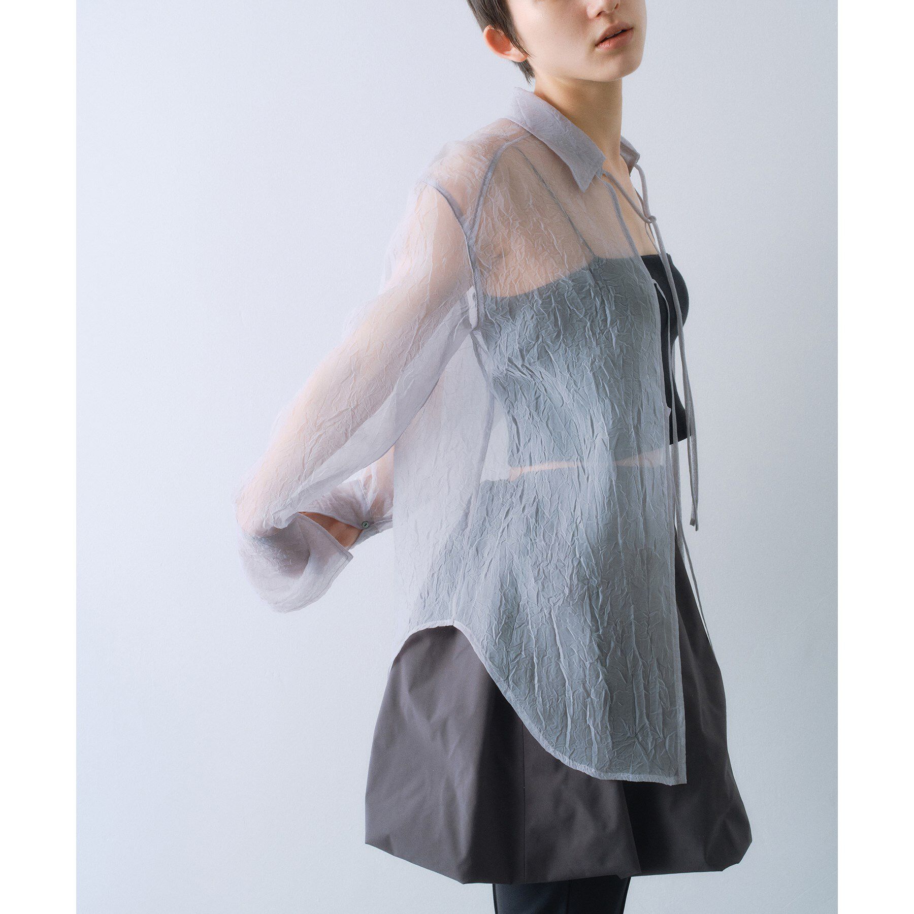 CODE A「sheer washer ribbon blouse」|シャツ・ブラウス|