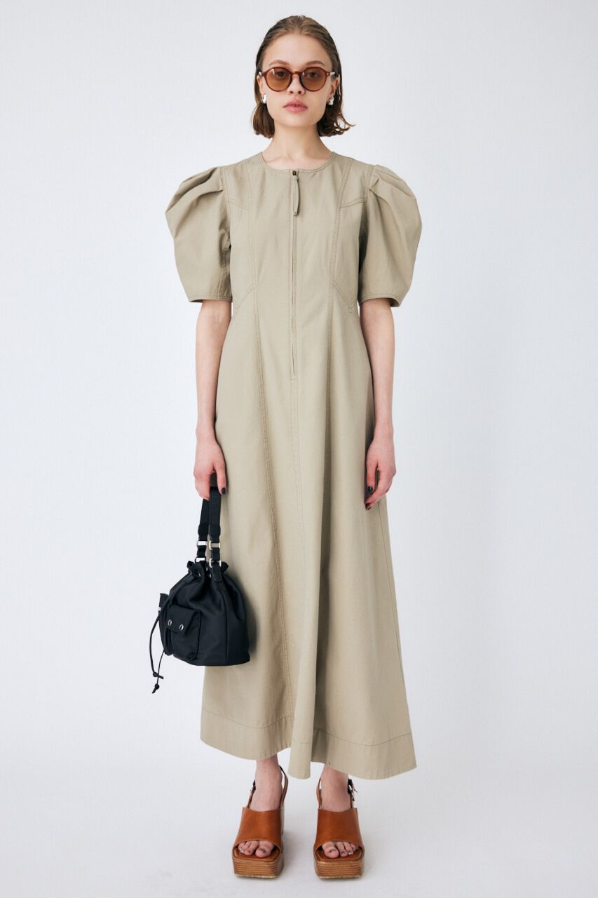 MOUSSY「TUCK SLEEVE FIT ドレス」|ワンピース|L/BEG1