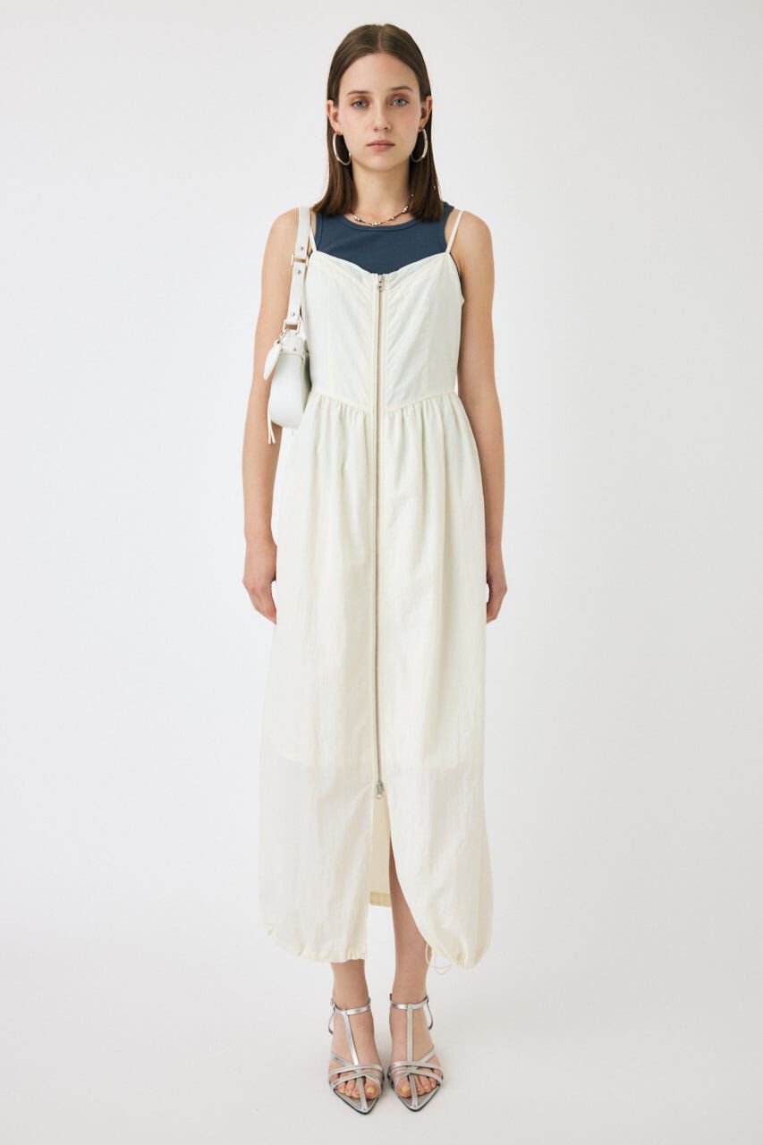MOUSSY「FRONT ZIP NYLON キャミドレス」|ワンピース|