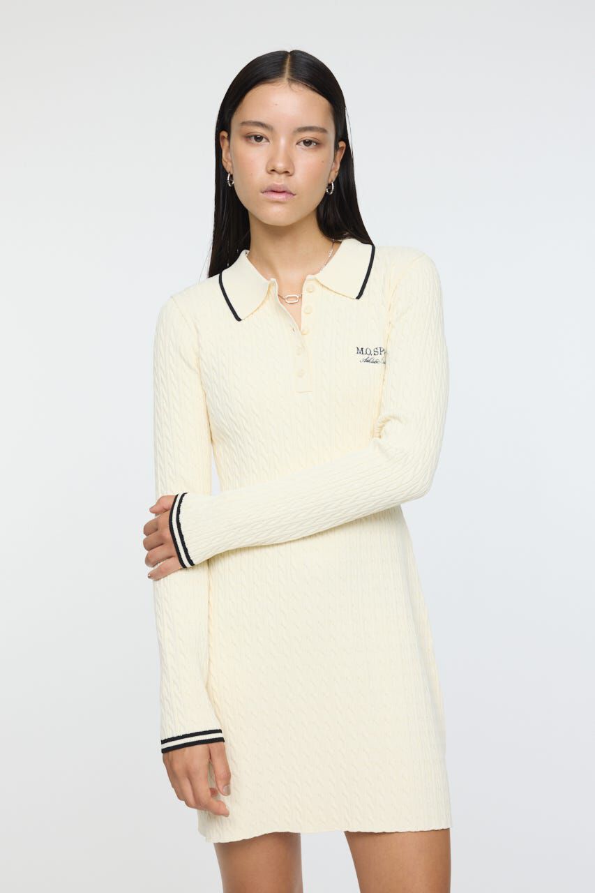 MOUSSY「LOGO CABLE KNIT ミニドレス」|ワンピース|
