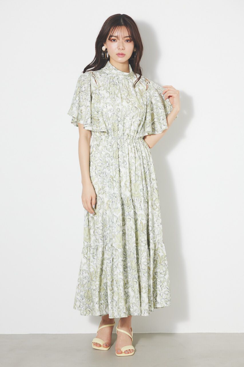 rienda「スリットショルダーフレアSLV OP」|ワンピース|