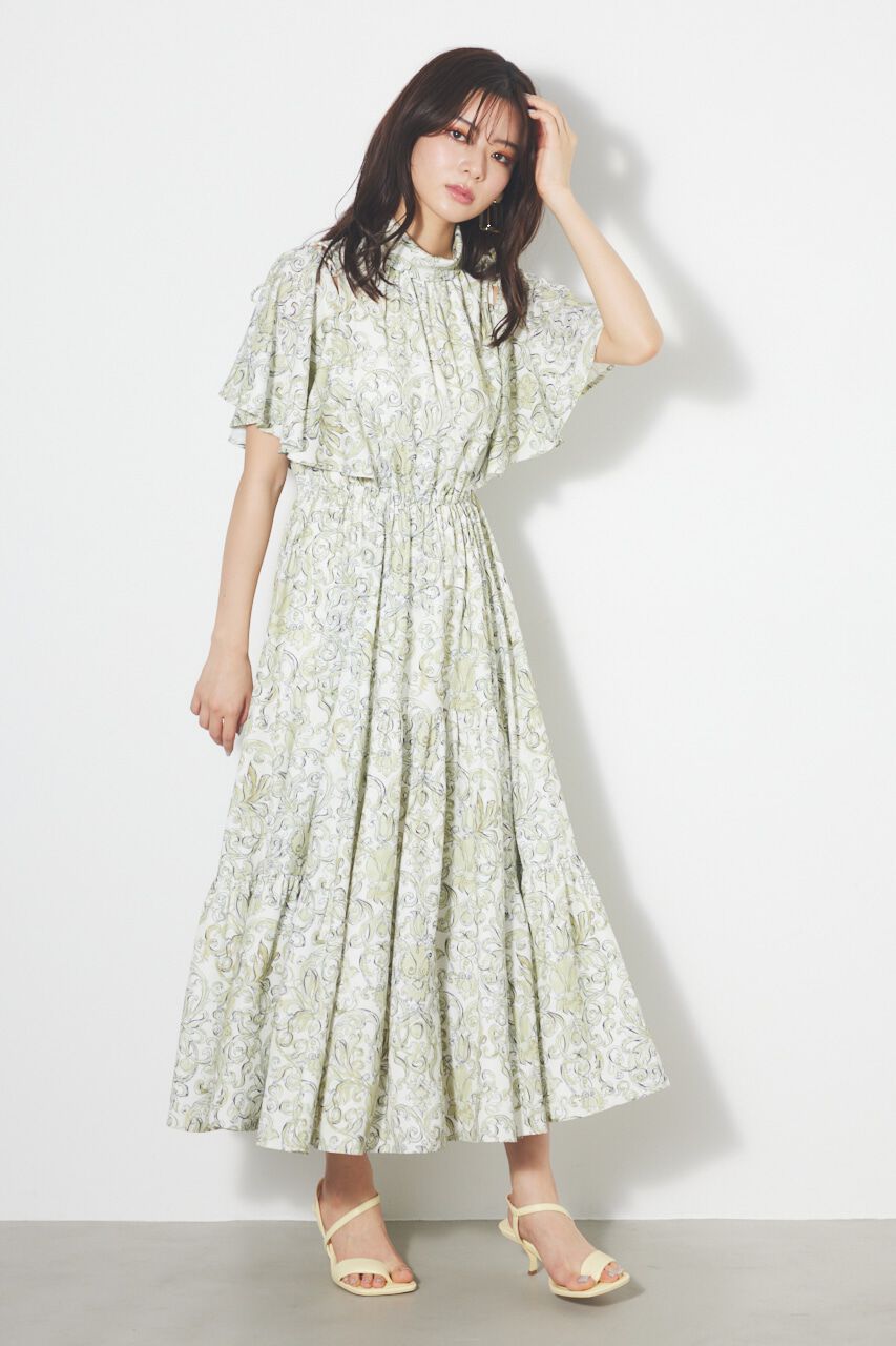 rienda「スリットショルダーフレアSLV OP」|ワンピース|