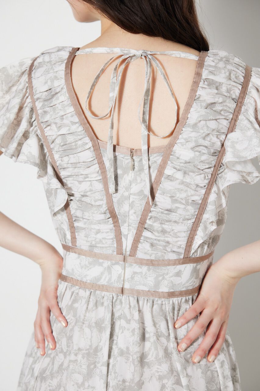 rienda「トリミングテープギャザーフレアOP」|ワンピース|