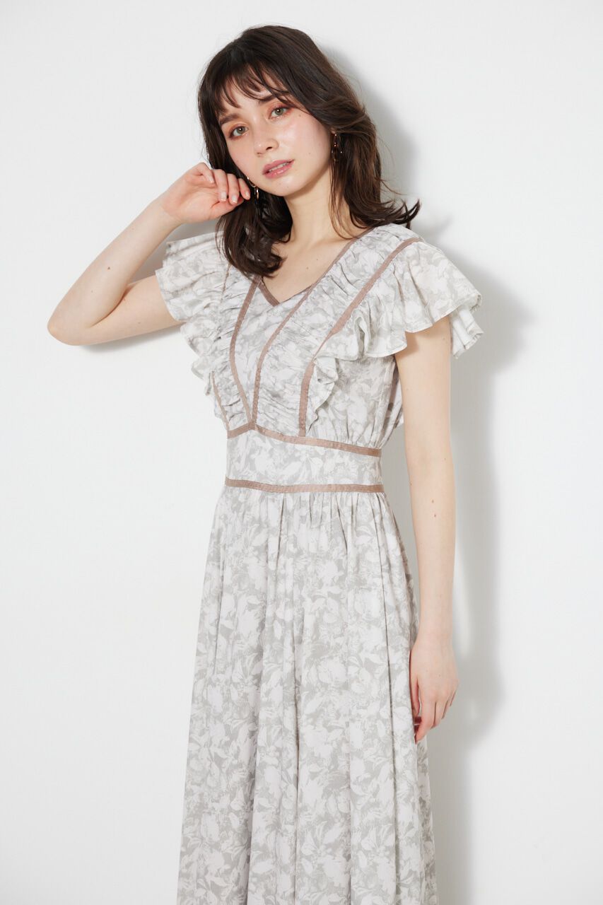 rienda「トリミングテープギャザーフレアOP」|ワンピース|