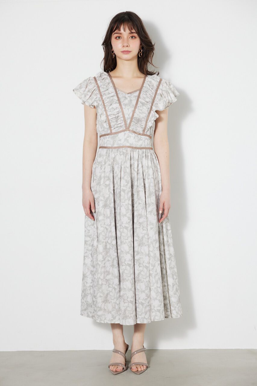 rienda「トリミングテープギャザーフレアOP」|ワンピース|