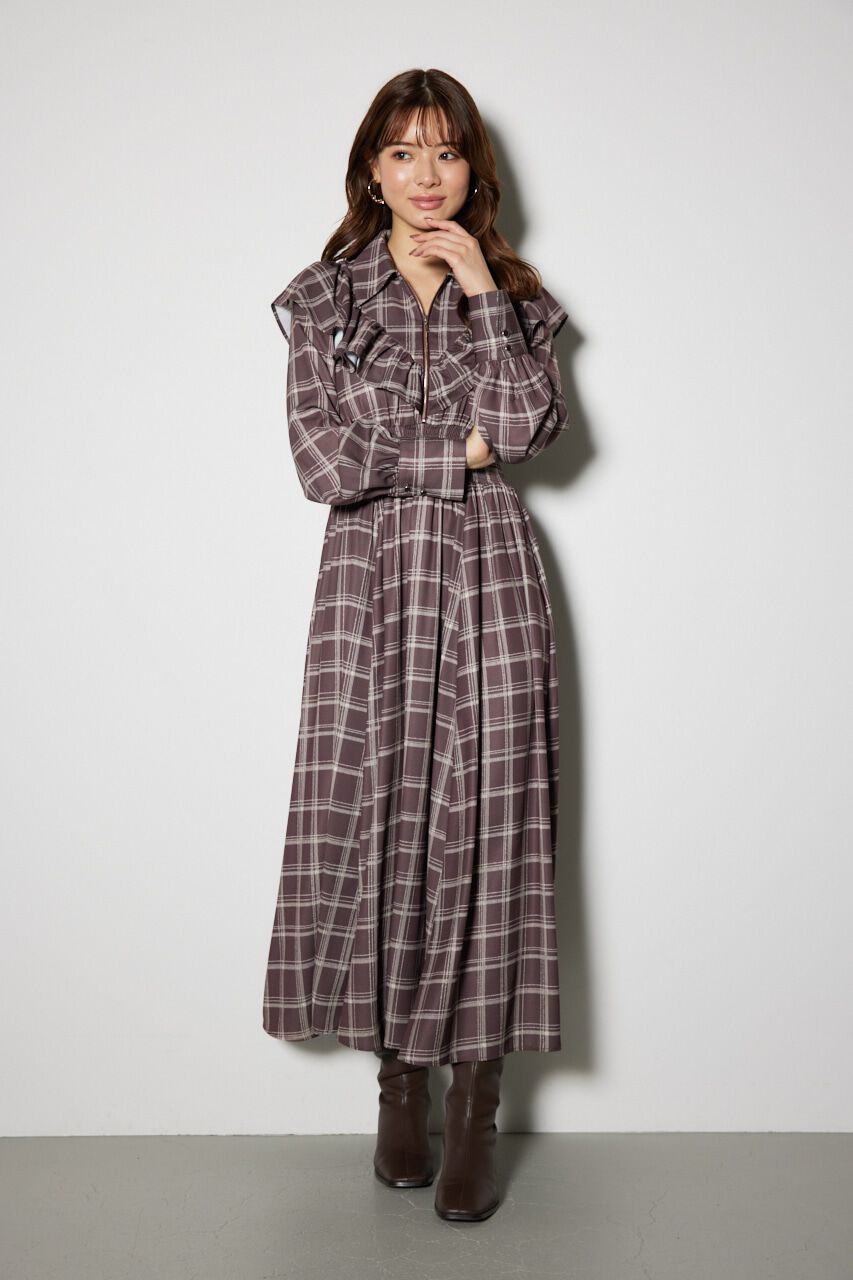 rienda「フロントZIPシャツ ワンピース」|ワンピース|柄RED5