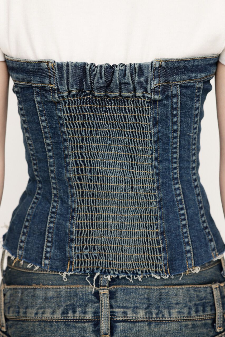 SLY「FRONT ZIP CORSET-E」|チューブトップ|