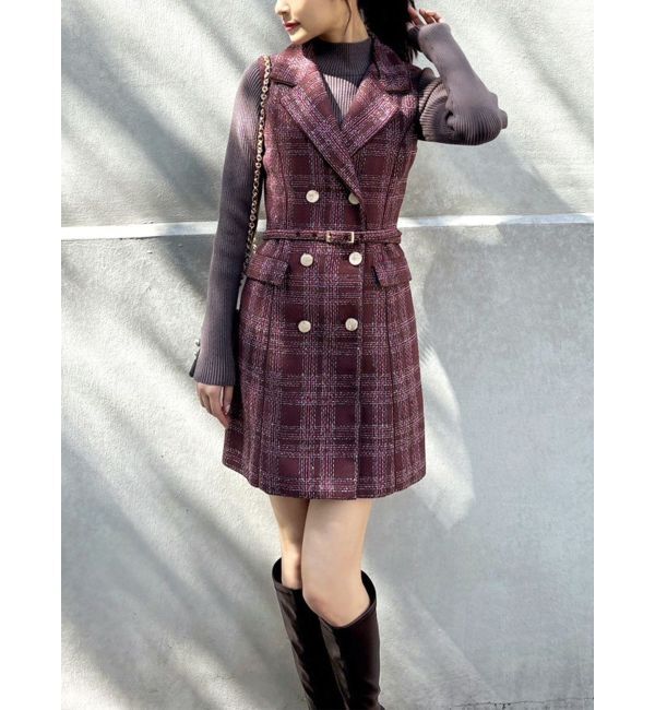 RESEXXY「ツイードノースリミニワンピース」|ワンピース|パープル