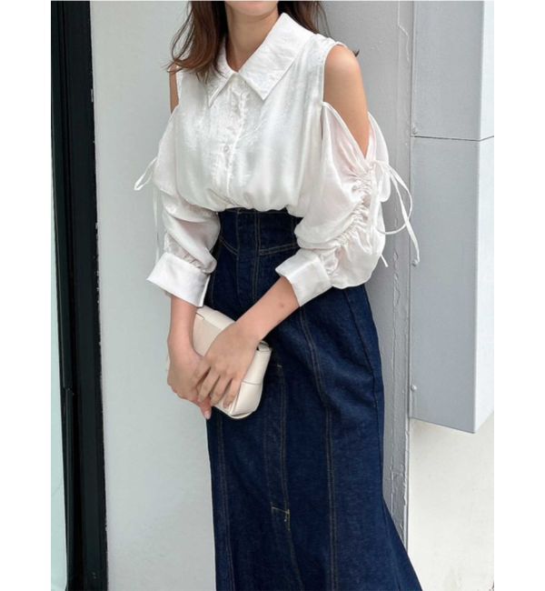 dazzlin「ギャザーパステルリブブラウス」|シャツ・ブラウス|