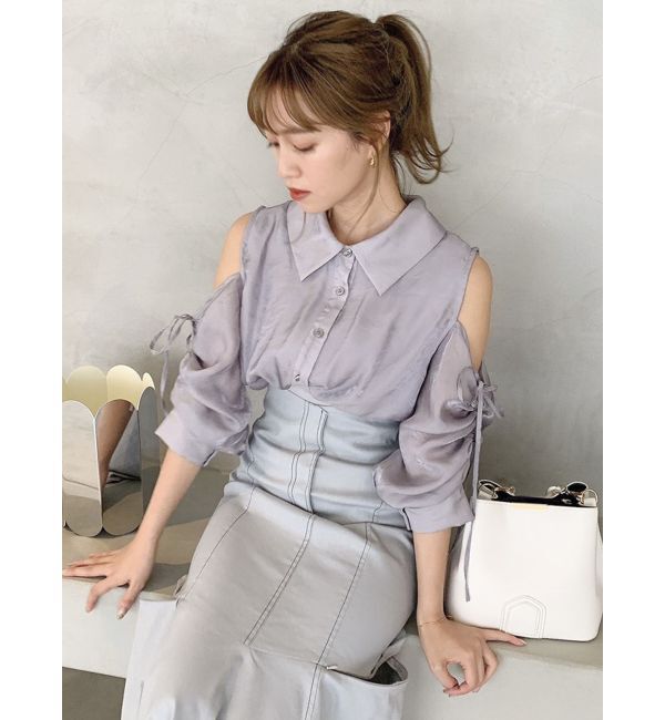 dazzlin「ギャザーパステルリブブラウス」|シャツ・ブラウス|