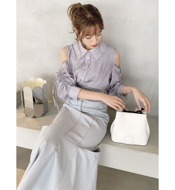 dazzlin「ギャザーパステルリブブラウス」|シャツ・ブラウス|