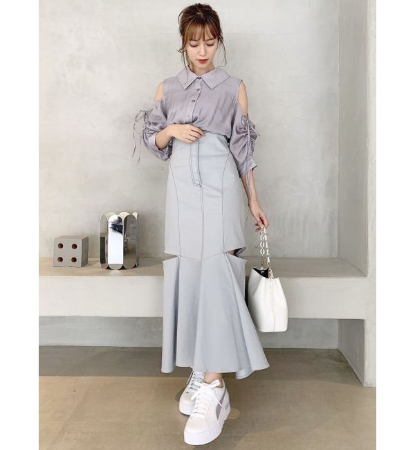 dazzlin「ギャザーパステルリブブラウス」|シャツ・ブラウス|