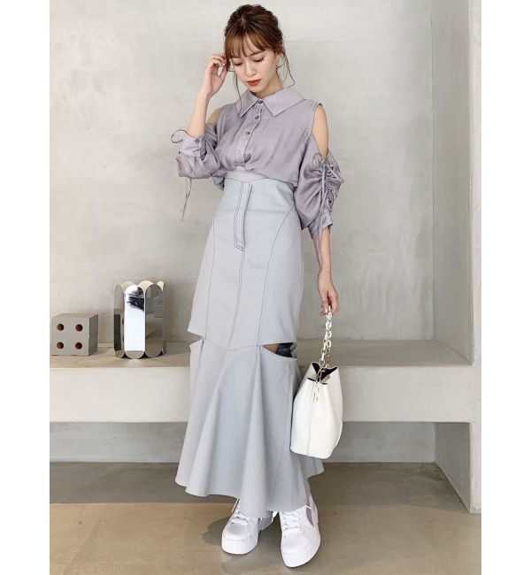 dazzlin「ギャザーパステルリブブラウス」|シャツ・ブラウス|