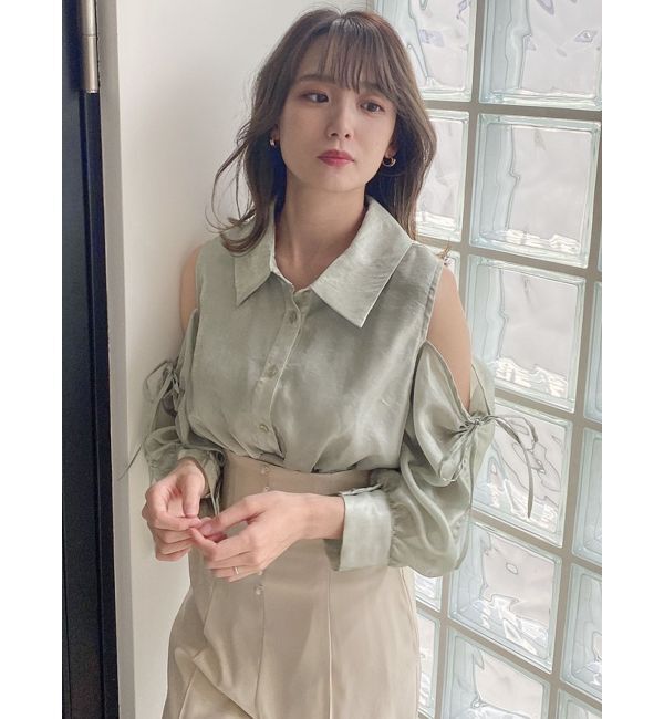 dazzlin「ギャザーパステルリブブラウス」|シャツ・ブラウス|