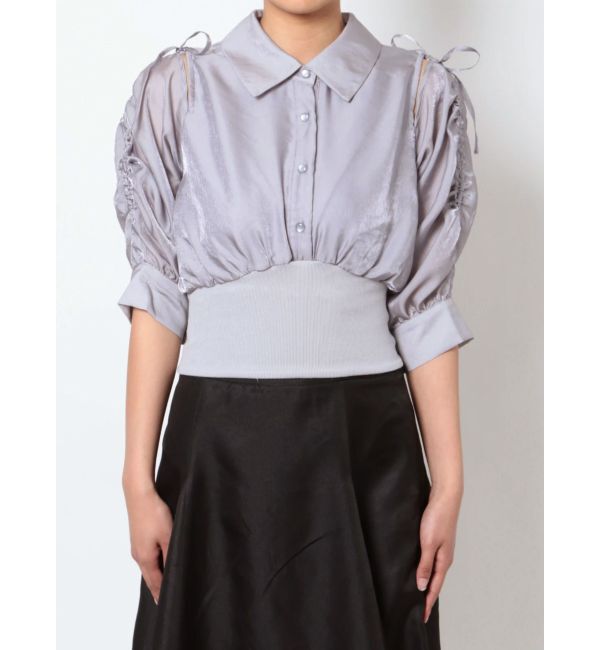 dazzlin「ギャザーパステルリブブラウス」|シャツ・ブラウス|