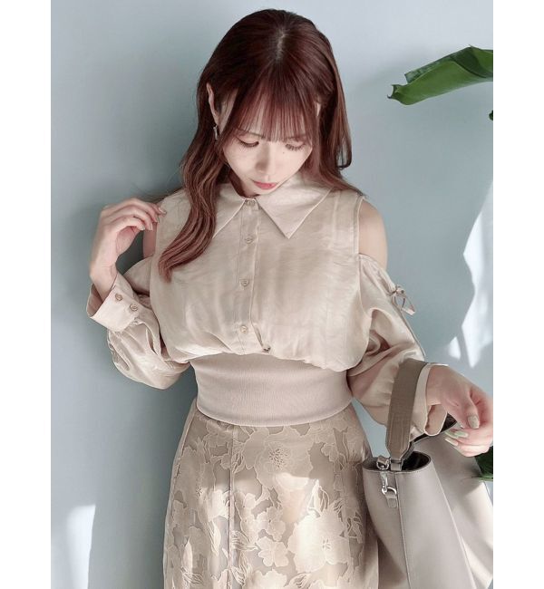 dazzlin「ギャザーパステルリブブラウス」|シャツ・ブラウス|