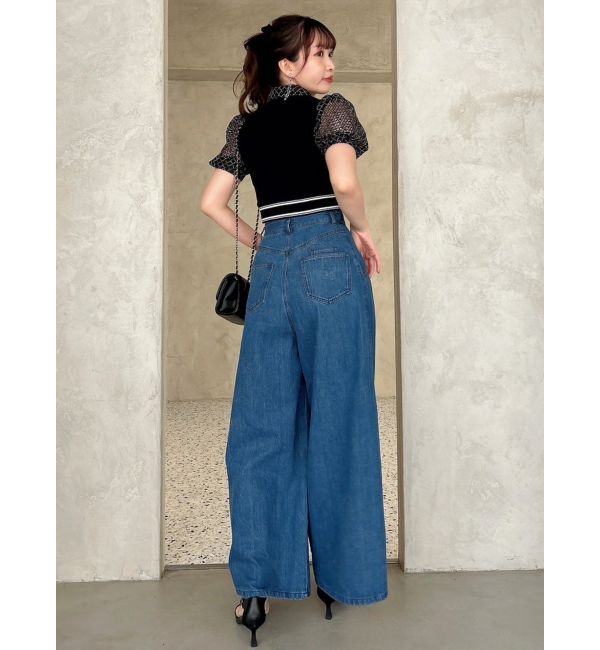 dazzlin「センターパーツホックワイドパンツ」|デニム|