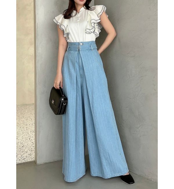 dazzlin「センターパーツホックワイドパンツ」|デニム|