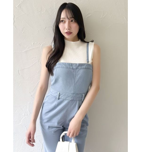 dazzlin「スリムデニムベアロンパース」|ワンピース|