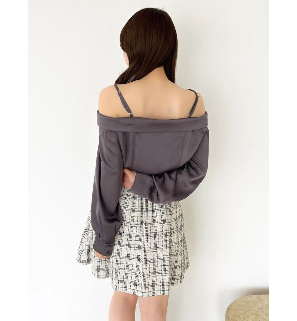 dazzlin「【久間田琳加コラボ】サテンオフショルシャツ」|シャツ・ブラウス|