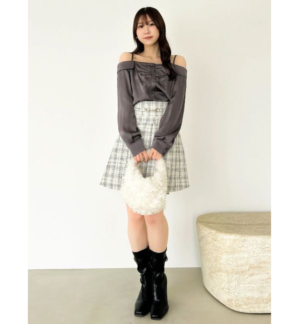 dazzlin「【久間田琳加コラボ】サテンオフショルシャツ」|シャツ・ブラウス|